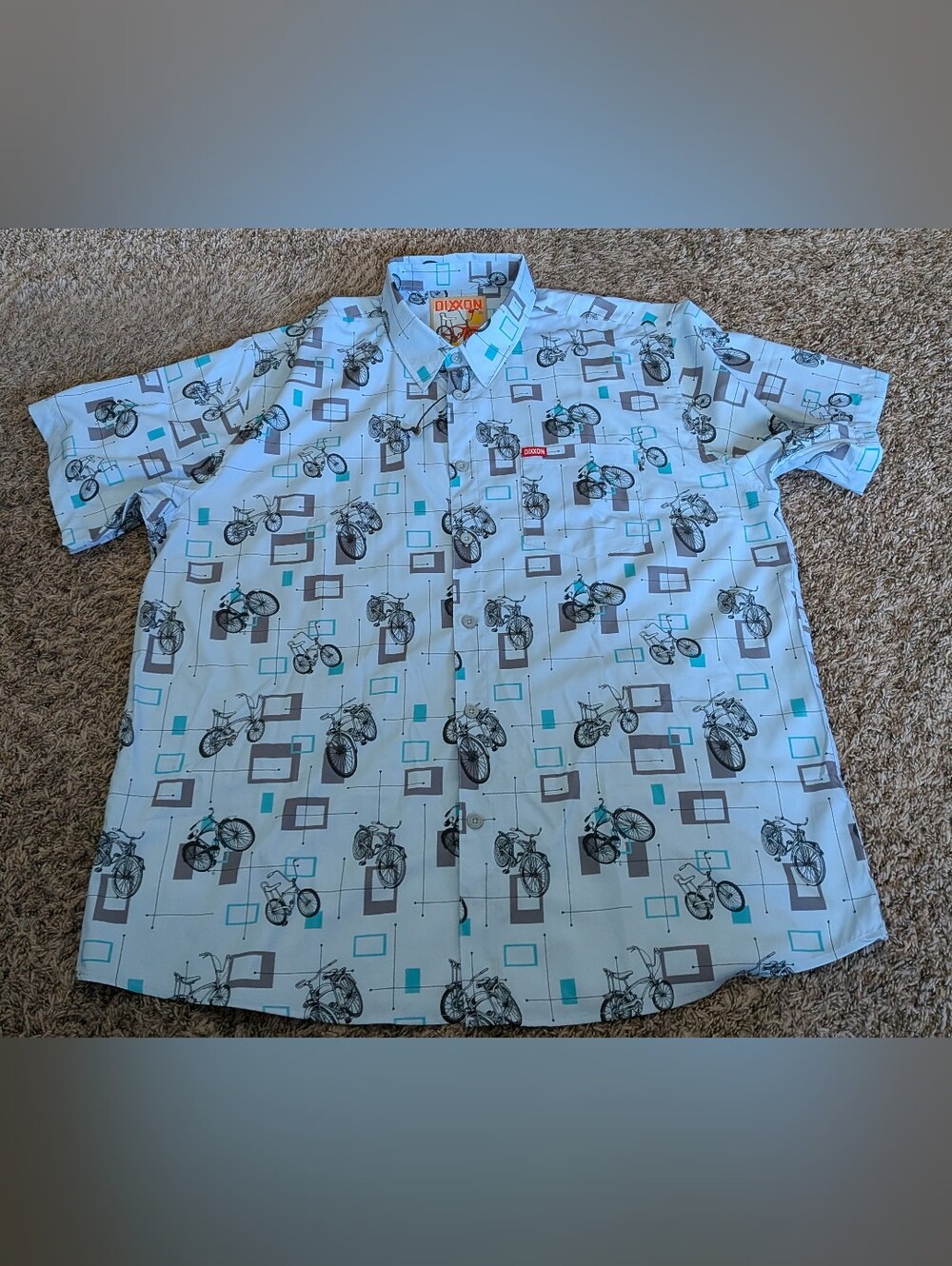 NWOT Dixxon Bicycles AOP Cruisin Blue Short Sleeve Button Up Men's 3X